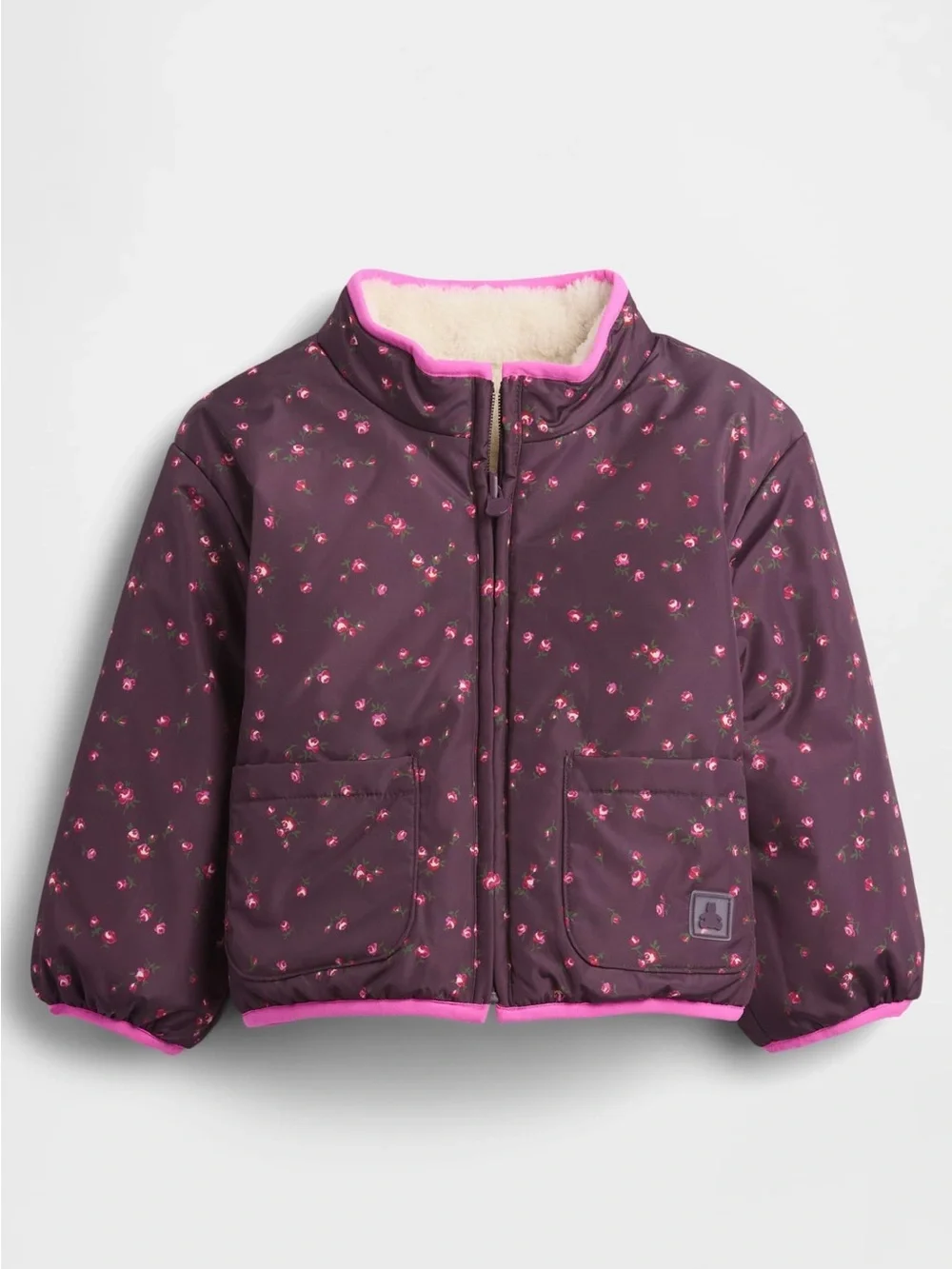 GAP Girls Reversible Cozy Jacket in Burgundy Plum 4T